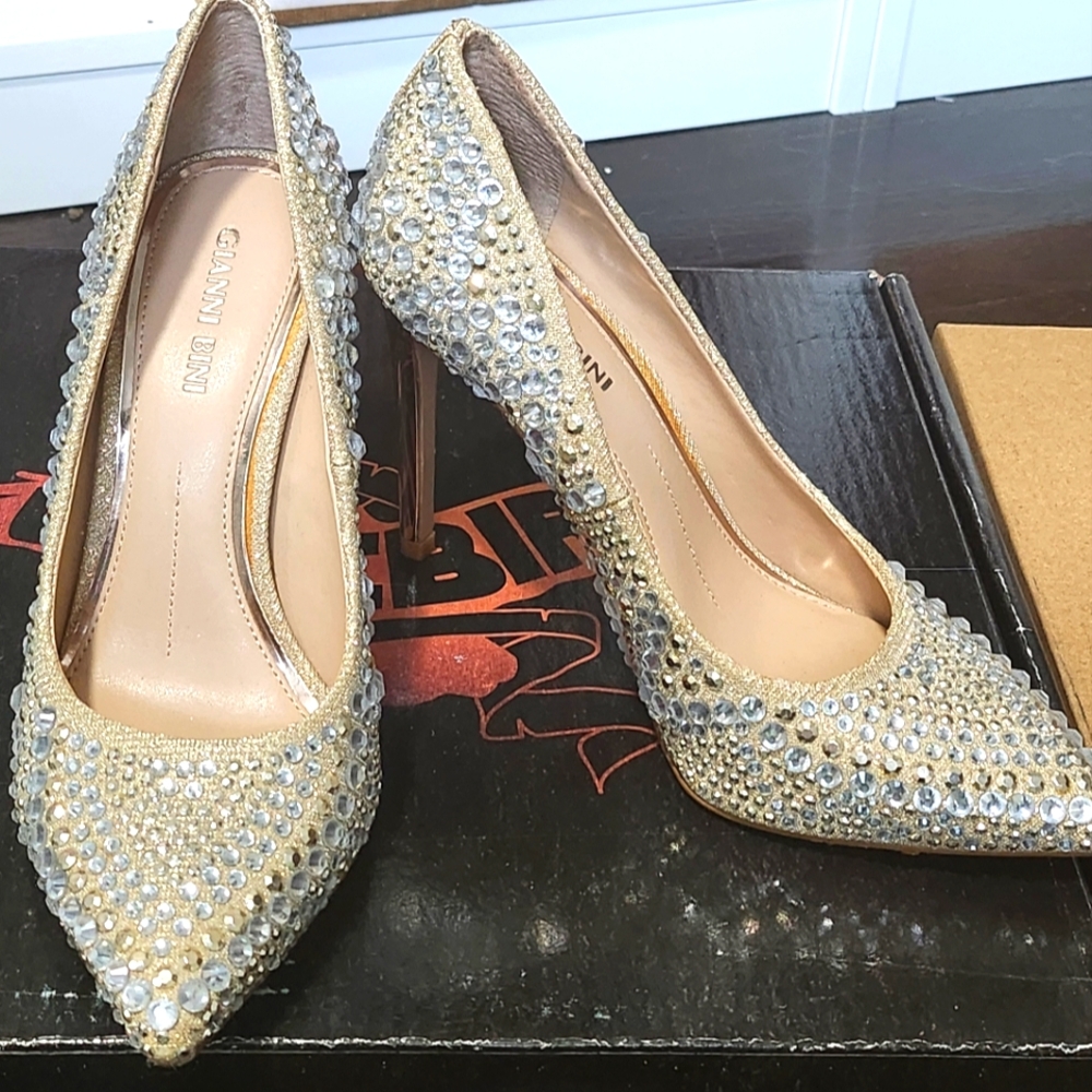 Sparkly Rhinestone Gold GB Pumps